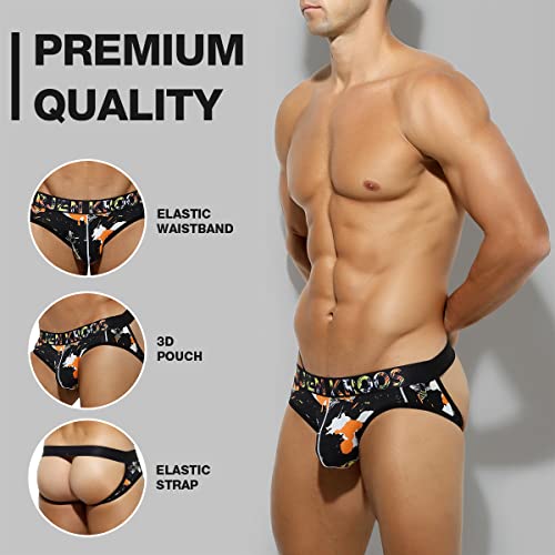 image for Arjen Kroos Mens Sexy Printed Jockstrap Breathable Mesh Thong Underwea