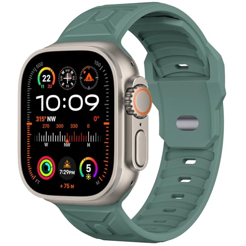 Tighesen Correas deportivas compatibles con Apple Watch Band Ultra 2/Ultra SE Series 9/8/7/6/5/4/3/2/1 de 49 mm, 45 mm, 44 mm, 42 mm, para mujeres/hombres, correa de silicona para iWatch,
