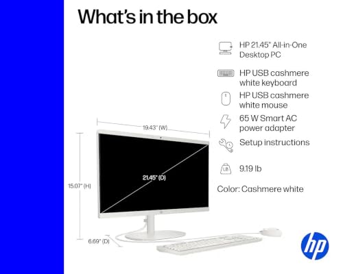 Image of Customized HP 21.5 inch All-in-One FHD Desktop, 8GB, 128GB, Intel 4-Core CPU