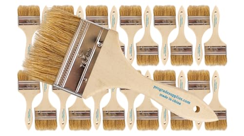 Pro Grade - Chip Paint Brushes - 24 Ea 3 Inch Chip Paint Brush Light Brown
