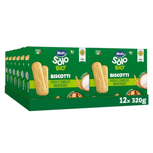 Hero Solo Bio, Biscotti Solubili 100% Biologici, senza zuccheri aggiunti e senza olio di palma - 12 confezioni da 320 gr