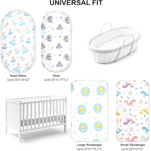 Image of Baby Bassinet Sheets for Baby Boy Girls,4-Pack Fitted Bassinet Sheets Set Compatible with Halo Bassinest Swivel Sleeper,Baby Delight,Angelbliss,32 inchX16 inch (Land Sea)