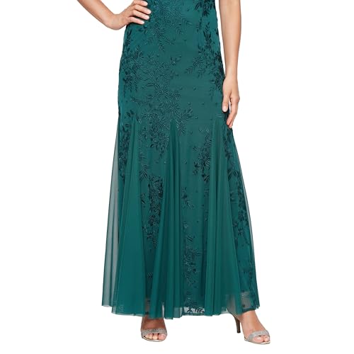 Image of Alex Evenings Women's Long Length Fit and Flare Mother of the Bride Dress with Godet Detail (Petite and Regular Sizes)