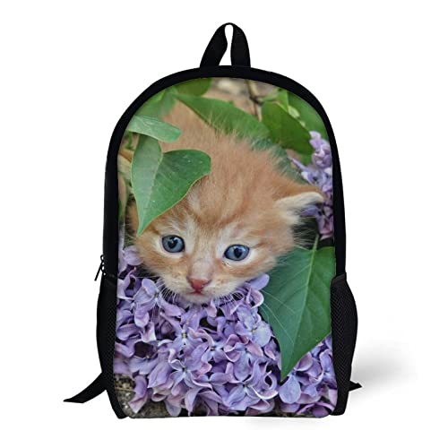 Sac à dos dames hommes avec impression chat 3D et grand volume informatique