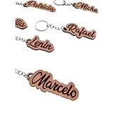 BurningWood Llavero Personalizado Natural con Nombre Grabado | Anilla de Acero Inoxidable | Madera DM de 3mm | Ideal para Bodas, Bautizos, Comuniones, Cumpleaños, Madera