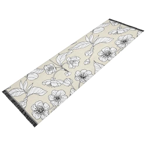 Flowers Floral Beige Runner Rug for Hallways Kitchen Rugs Washable Rug for Bathroom Laundry Entryway Indoor 72 * 23.5 in