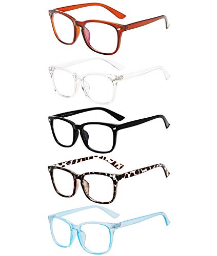 image for Clear Ant 5-Pack Reading Glasses Blue Light Blocking Women Square Nerd