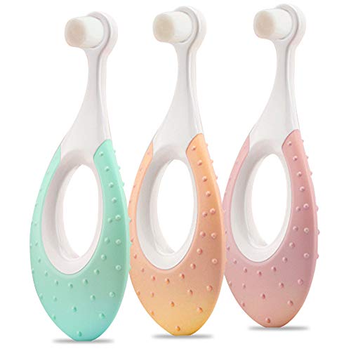 Image of Baby & Toddler Toothbrush for Age 0-2 Years Old - Extra Soft With 10000 Floss Bristles for Gum Care (3 Pack)