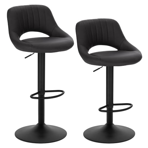 EUGAD Taburete de Bar con Respaldo Taburete de Diseño Juego de 2 Taburete Bistro Giratorio 360°Ajustable Altura Cuero...