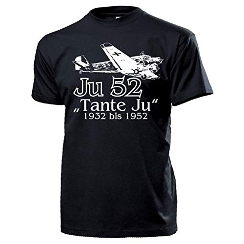 T-shirt de passager style ancien Tante Ju 52 noir XL vêtement aviation vintage