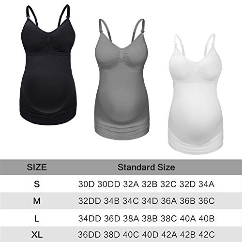 Angelhood Maternity Nursing Tank Tops For Breastfeeding,Womens Nursing Maternity Cami Built In Bra Sleep Bra Pack Of 3 #TOP6
