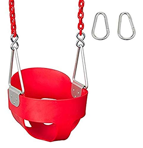 Swing Set Stuff Highback Full Bucket with 5.5' Coated Chain & SSS Logo Sticker, Red