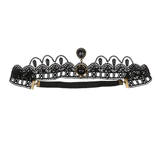 Black Gothic Lace Hairband Flower Elastic Crown Headband Vampire Headpiece for Halloween Costume Accessory Cosplay - Image 2