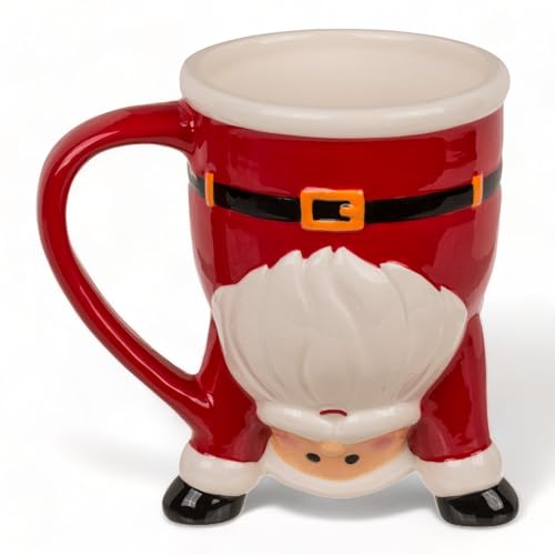 Image of MIK funshopping Christmas Mug, High-Quality Ceramic Mug with Christmas Design, Ideal for Hot & Cold Drinks, Santa Upside-Down 300 ml