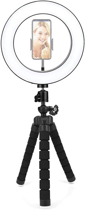 26cm Led Selfie Lamp Fill Light with Mini Octopus Tripod Holder with Clip for Phone Makeup Video Live(D)