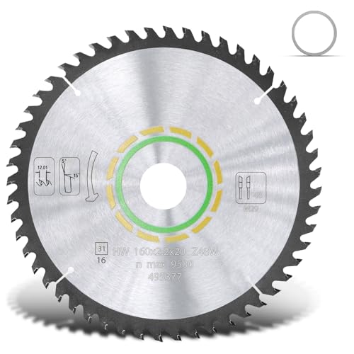 OEM home 48 Tooth Upgraded 495377 491952 Track Saw Blade Compatible with Festool Ts 55 Blade Plunge Cut Saw, Compatible with Festool Track Saw Blade,160x2.2x20mm,Sawtooth Upgrade