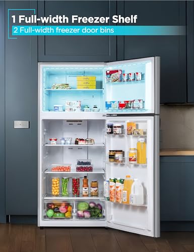 Image of BLACK+DECKER 18.1 Cu. Ft. Top Mount Refrigerator with Freezer, 2 Door Refrigerator with Top Freezer and Adjustable Temperature Control, ENERGY STAR Certified, BR1810HS, Stainless Steel Look