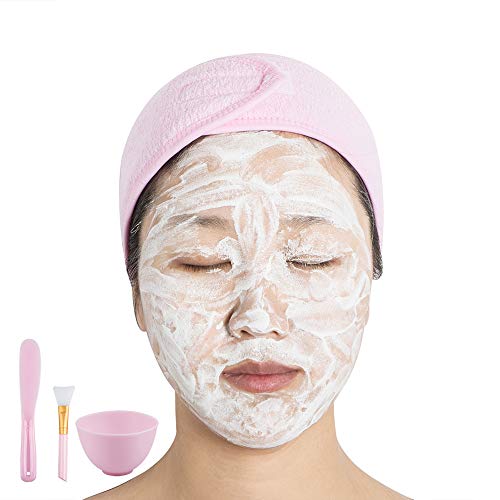 Sonku SK- 9FACEMASK MIXING SET Facemask Mixing Bowl Set, Silicone Diy Face Mask Tool Kit With Facial Mask Bowl,Silicone Brush,Spatula,Measuring Spoons,Measuring Cup,Sponge,Makeup Headband-Pink thumb #6