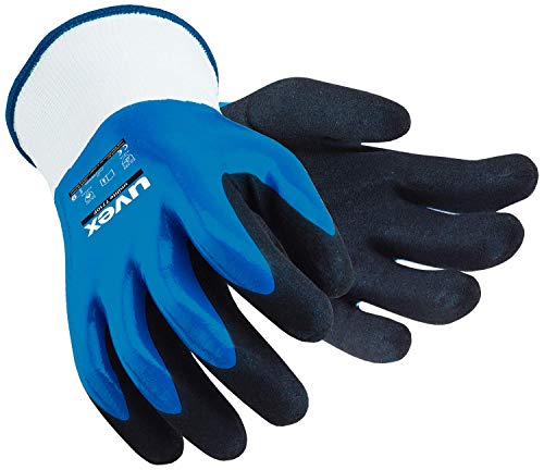 3 Paar uvex Unilite 7710F Arbeitshandschuhe - Schutzhandschuhe für die Arbeit - EN 388 - Blau/Schwarz - 09/L - Image 4