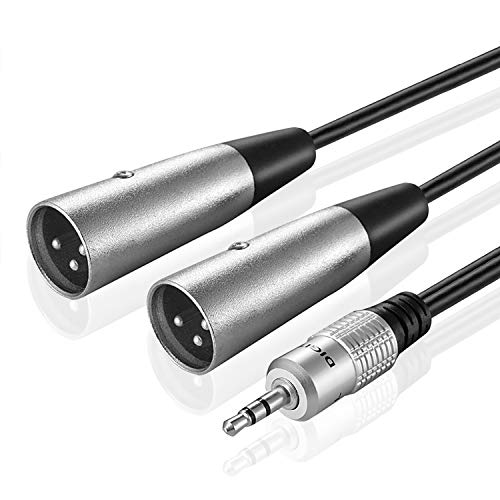 TNP 3.5mm TRS to XLR Adapter Cable (6FT) - Male to Male Stereo XLR Pinout Breakout Y Adapter Splitter Dual XLR to 3.5mm 1/8" TRS Auxiliary AUX Headphone Audio Jack Plug Converter Wire Cord