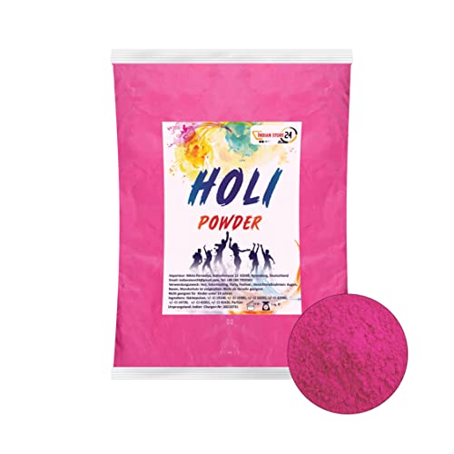 INDIAN STORE 24 Holi Gulal en Polvo Soluble en Agua Natural Festival sesión de Fotos Rangoli Colors Arco Iris Powder Holy Sin Gluten ni alérgenos (Dark Pink Rosa Oscuro 1kg)