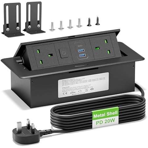 HANNELORE Pop Up Power Strip with USB Cover