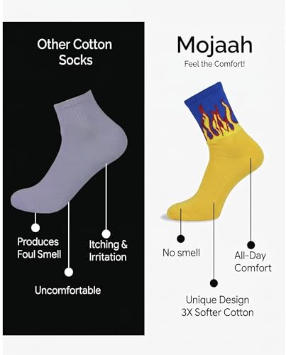 Image of Modal Cotton Anti-Bacterial Anti-Fungal Flame Socks for Men & Women | Anti-Odour Breathable Soft Crew Socks | Pack of 4