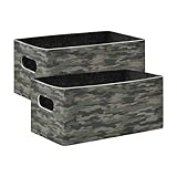 YETTASBIN Brown Camo Felt Storage Baskets with Handle, Collapsible Open Storage Bin Drawers Storage Box for Shelf Closet Office Bedroom Nursery...