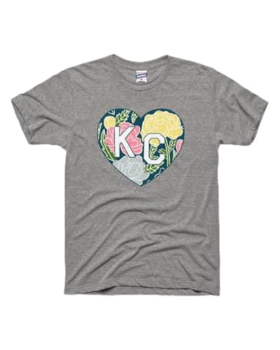 Charlie Hustle Floral KC Heart Vintage Grey Unisex T-Shirt 02 / L