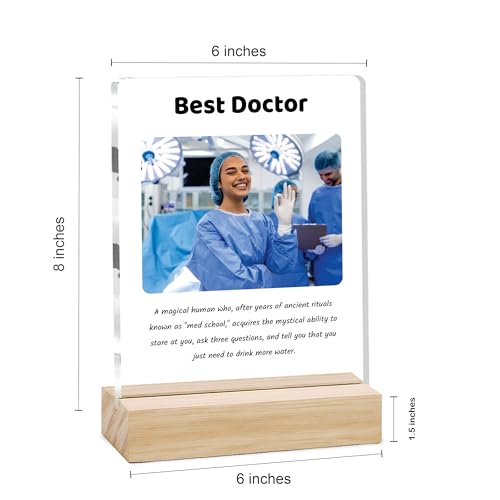 Image of Giftplease Best Doctor Photo Plaque with Wooden Stand | Personalised Gift for Doctors | Thank You Gift for Medical Professionals | Home Office Table Decor |Appreciation Frame for Doctor DCT 05