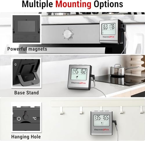 Image of LABART ThermoPro TP16 Large LCD Digital Kitchen Cooking Food Meat Oven Thermometer for BBQ Grill Smoker Built-in Clock Timer with Stainless Steel Probe