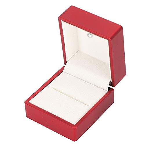 Boîte à bijoux rectangulaire 6 x 6 x 5 cm avec lumière LED et intérieur en velours doux (rouge à l'extérieur et blanc à l'intérieur) Cover