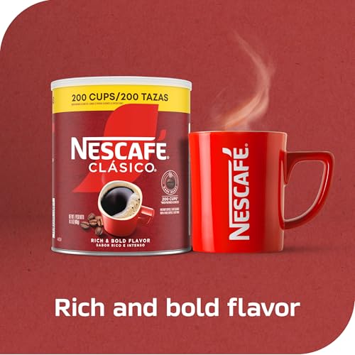 Image of NESCAFE CLASICO Instant Coffee, Dark Roast Coffee, 1 Canister (14.1 Oz) (Pack of 2)
