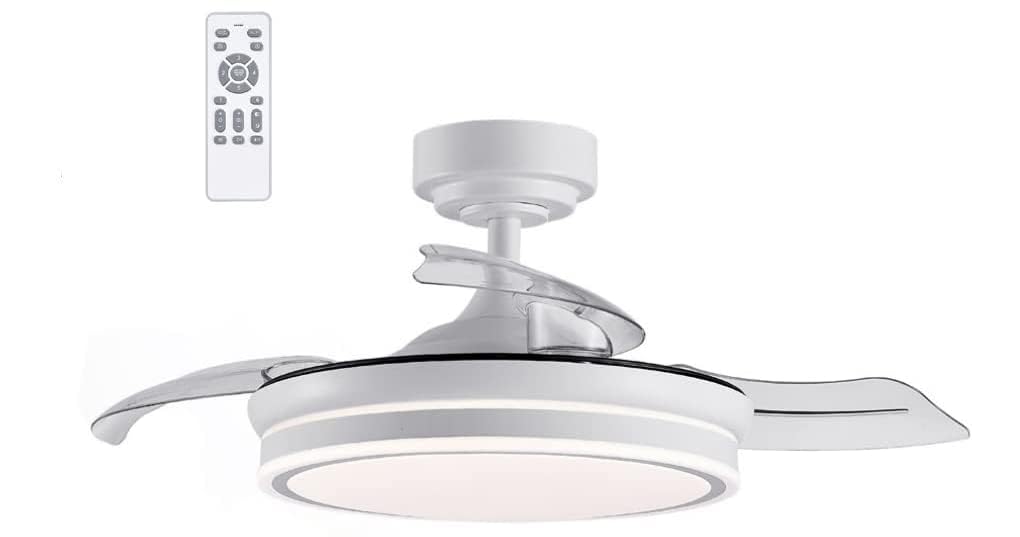 CLAR - Ventilador Techo Aspas Retráctiles, Ventilador Aspas Plegables, Ventilador de Techo con Luz Silencioso, Ventilador Techo Silencioso, Ventilador de Techo con Luz, 72W (Pack 1)