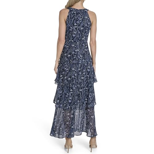 Image of Tommy Hilfiger Women's Sleeveless Halter Neck Tiered Skirt Maxi Dress