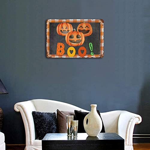 Panneau métal Halloween Citrouille Boo plaque décorative automne maison - 5