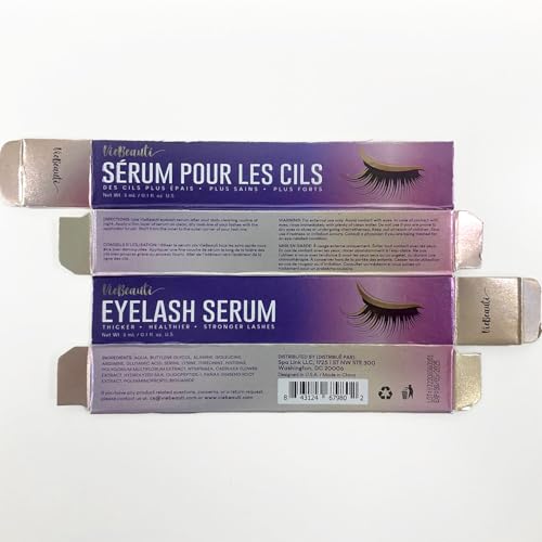 VieBeauti Premium Eyelash Growth Serum and Eyebrow Enhancer, Lash boost Serum for Longer, Fuller Thicker Lashes & Brows (3ML), PURPLE, 0.1 Fl Oz