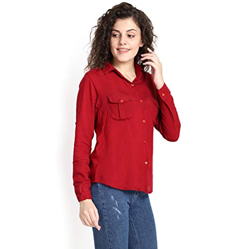 Image of C.Cozami Casual Long Sleeves Double Pocket Women's Rayon Shirts