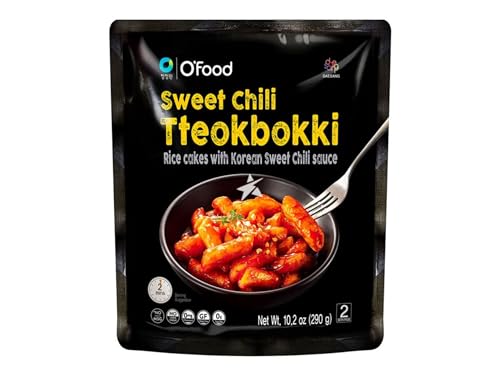 O’Food Tteokbokki mit Sweet Chili Sauce - Koreanische Reiskuchen - Süß-Scharf & Authentisch - OG ASIA - 290g