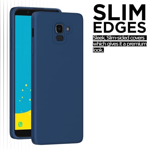 Image of Outlouders Back Cover for Samsung Galaxy J6 2018 | Camera Protection | Durable Soft Matte Silicone Bumper Case (Blue)