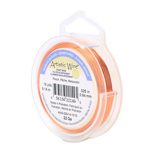 Image of Artistic Wire, 24 Gauge Silver Plated Tarnish Resistant Colored Copper Craft Wire, Peach, 15 yd