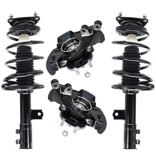 Image of Detroit Axle - 4pc Front Steering Knuckles with Wheel Hub Bearings Struts with Coil Springs Replacement for 2007-2010 Hyundai Elantra w /4-Wheel ABS