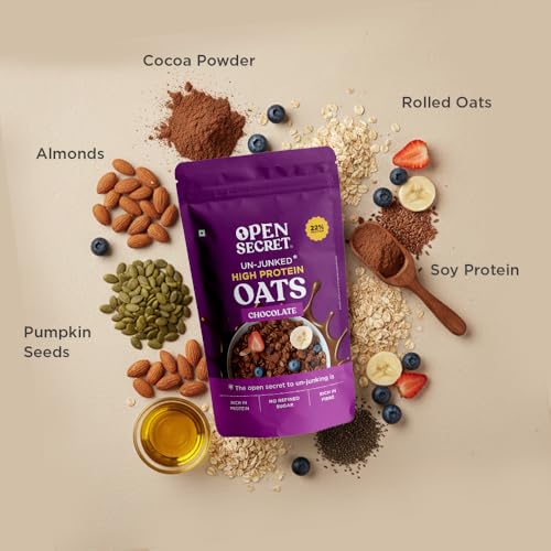 Image of Open Secret Protein Oats 950g | Breakfast Oats with Nuts & Seeds | No Maida, No Refined Sugar | Healthy Chocolate Oats | Energy Boosting Meal for Fitness & Weight Management