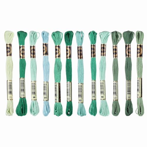 Image of PATIKIL 12 Skeins Embroidery Floss Polyester Embroidery Threads Bracelets String for Cross-Stitch Hand Embroidery, Green