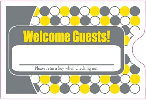 1000 Hotel Key Card Sleeves โ 'Welcome Guests' Design โ 2.375" x 3.5" โ White 24lb Paper with Gray & Yellow Print โ Fits Standard Key Cards"
