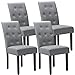 Furmax Ergonomic Dining Chairs Set of 4, Upholstered Fabric Dinning Room Chairs, Button Tufted Kitchen Chairs with Adjustable Wood Legs for Kitchen Living Room (Fabric Grey, 4)