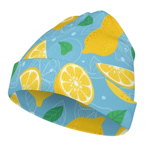 Fruit Lemon Pattern Kids Beanie Hat for for Girls Boys Children Cap Winter Knitted Chemo Cancer Headwear Accessories Gifts Decoration