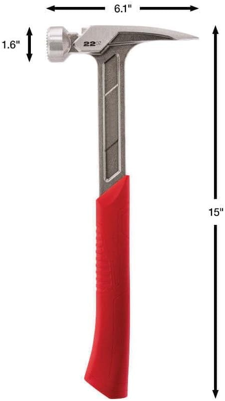 Milwaokee 48-22-9022 Fits For Milwaukee 22oz Milled Face Framing Hammer w/I-Beam Handle, Red