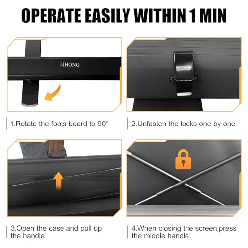 Image of LIHONG Screen 80 inch 4:3 Manual Pull Up Projector Screen Floor Rising Standing Projector Screens 4K HD Indoor & Outdoor Projection Screen for Home Theater Movies,Classroom,Hotel,Office