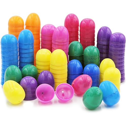 The Dreidel Company Fillable Easter Eggs 50-Pack with Hinge Bulk Colorful Bright Plastic Easter Eggs Perfect for Easter Egg Hunt Suprise Egg Easter Hunt 2.25 Assorted Colors (50-Pack)